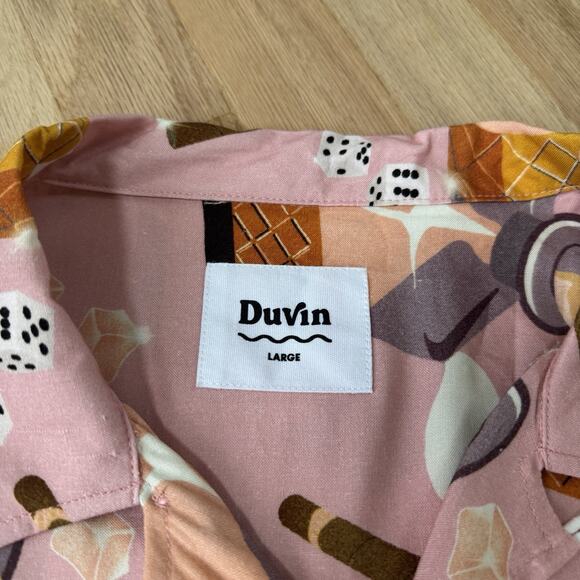 Duvin Design New Mens Rayon Cocktail Hawaiian Shirt L Drinks Dice Cigar Vegas - Picture 3 of 8